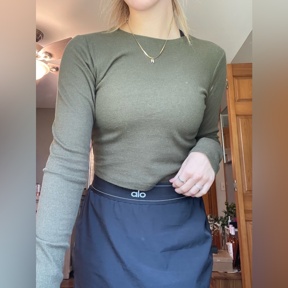 Green ribbed long sleeve